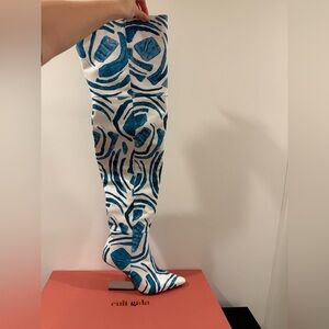 Cult Gaia Blue and White Patterned Footwear